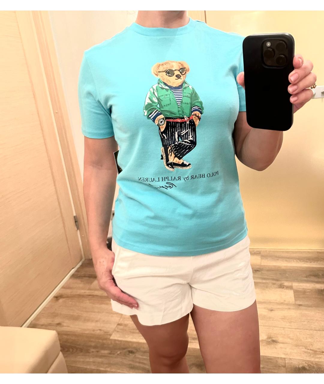 POLO RALPH LAUREN Бирюзовая хлопковая детская футболка, фото 3