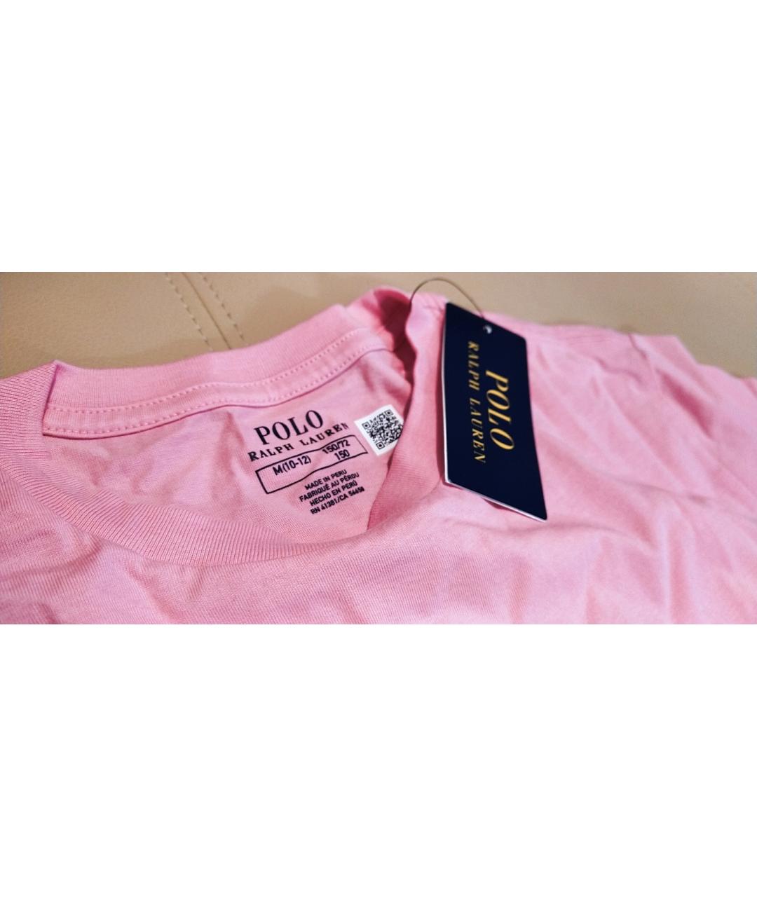 POLO RALPH LAUREN Розовая хлопковая детская футболка, фото 5