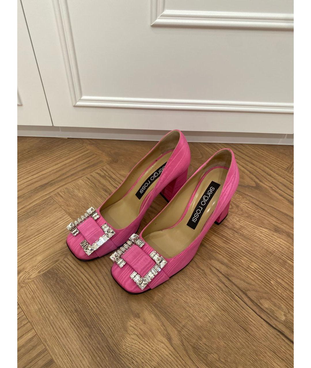 SERGIO ROSSI Розовые текстильные туфли, фото 2