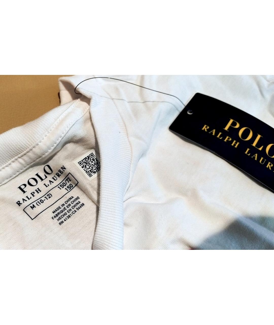 POLO RALPH LAUREN Белая хлопковая детская футболка, фото 5