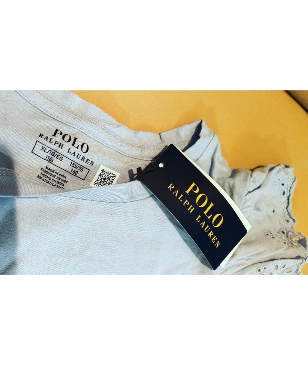 POLO RALPH LAUREN Голубой хлопковый детская футболка / топ, фото 4