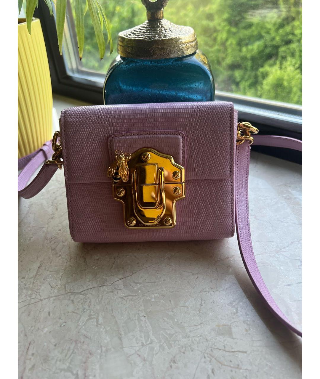 DOLCE&GABBANA Розовая кожаная сумка через плечо, фото 5