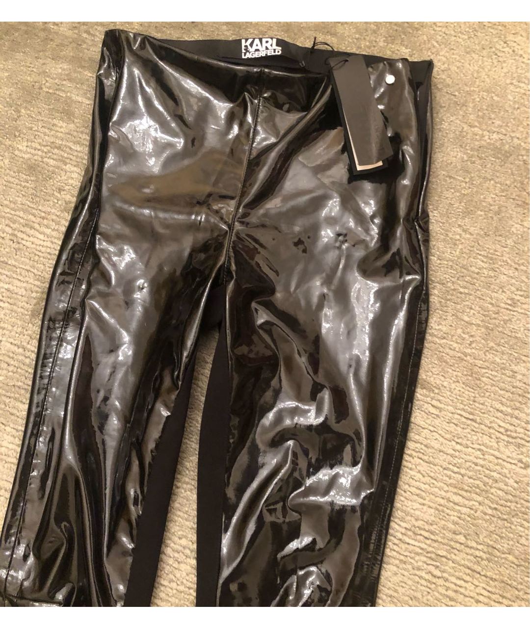 KARL LAGERFELD Черные полиэстеровые брюки узкие, фото 3