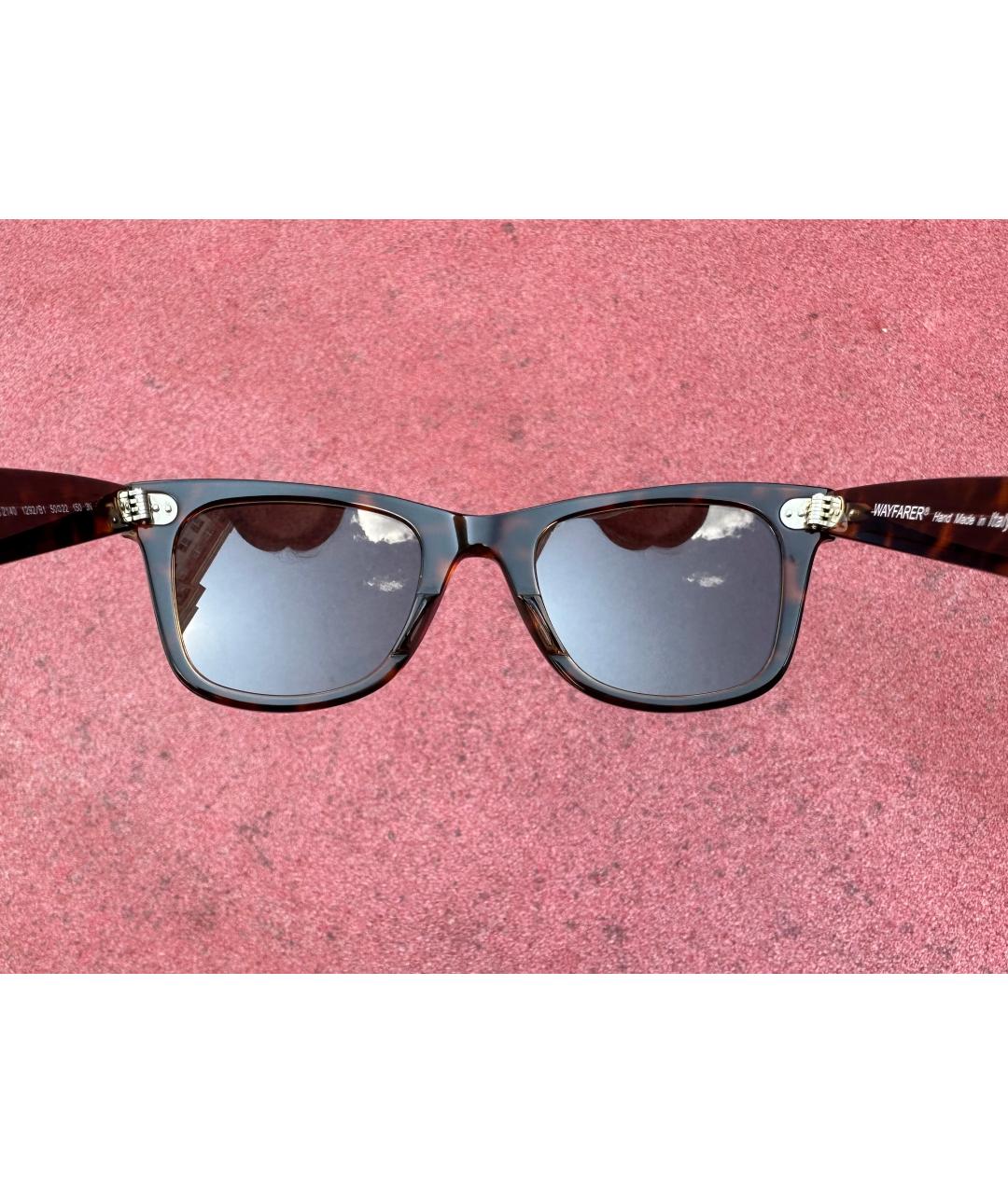 RAY BAN Коричневые пластиковые солнцезащитные очки, фото 3