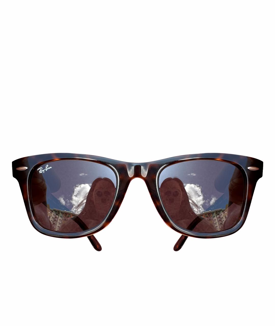 RAY BAN Коричневые пластиковые солнцезащитные очки, фото 1