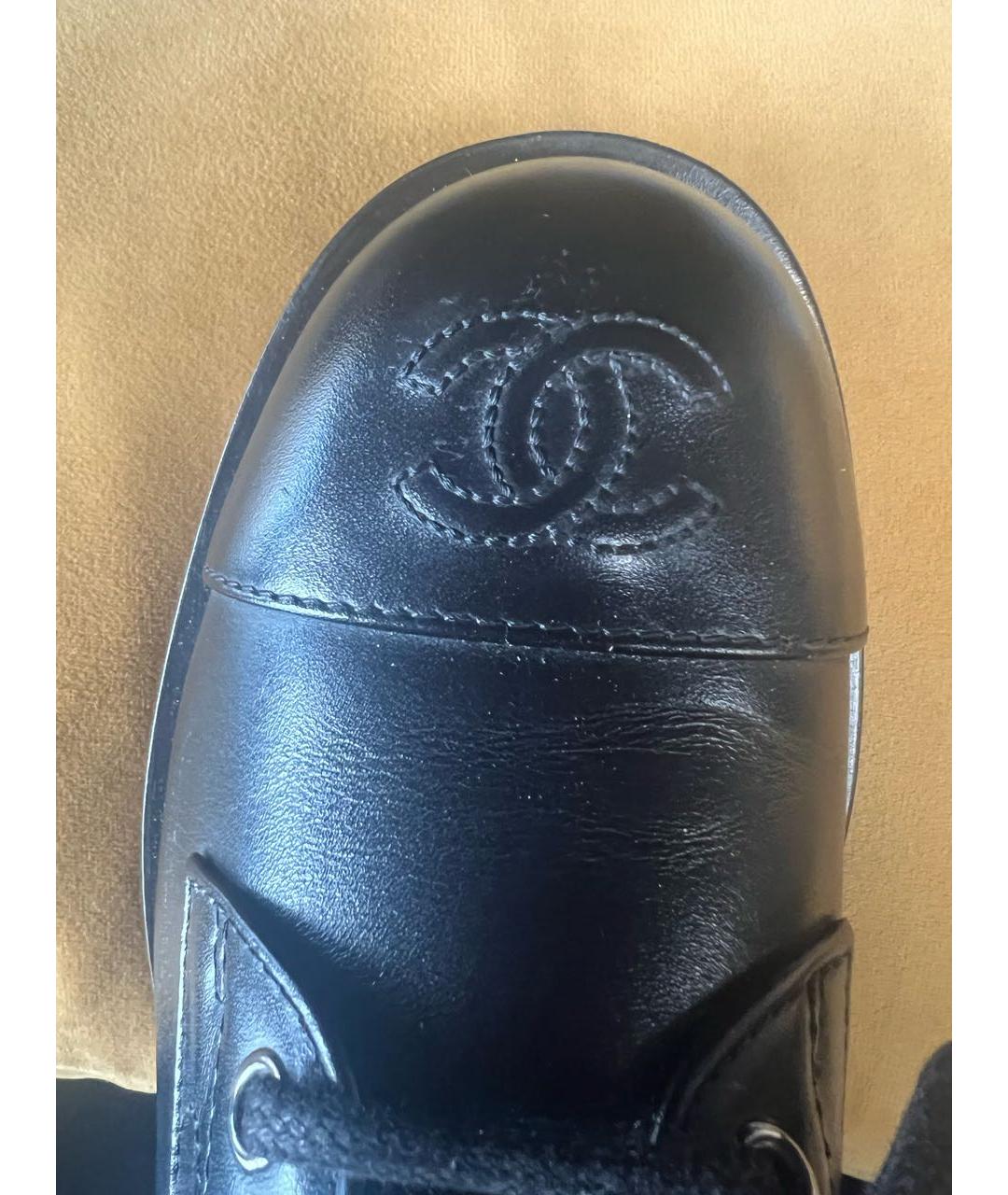 CHANEL Черные кожаные ботинки, фото 6