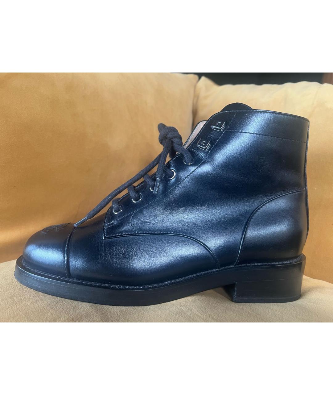 CHANEL Черные кожаные ботинки, фото 7