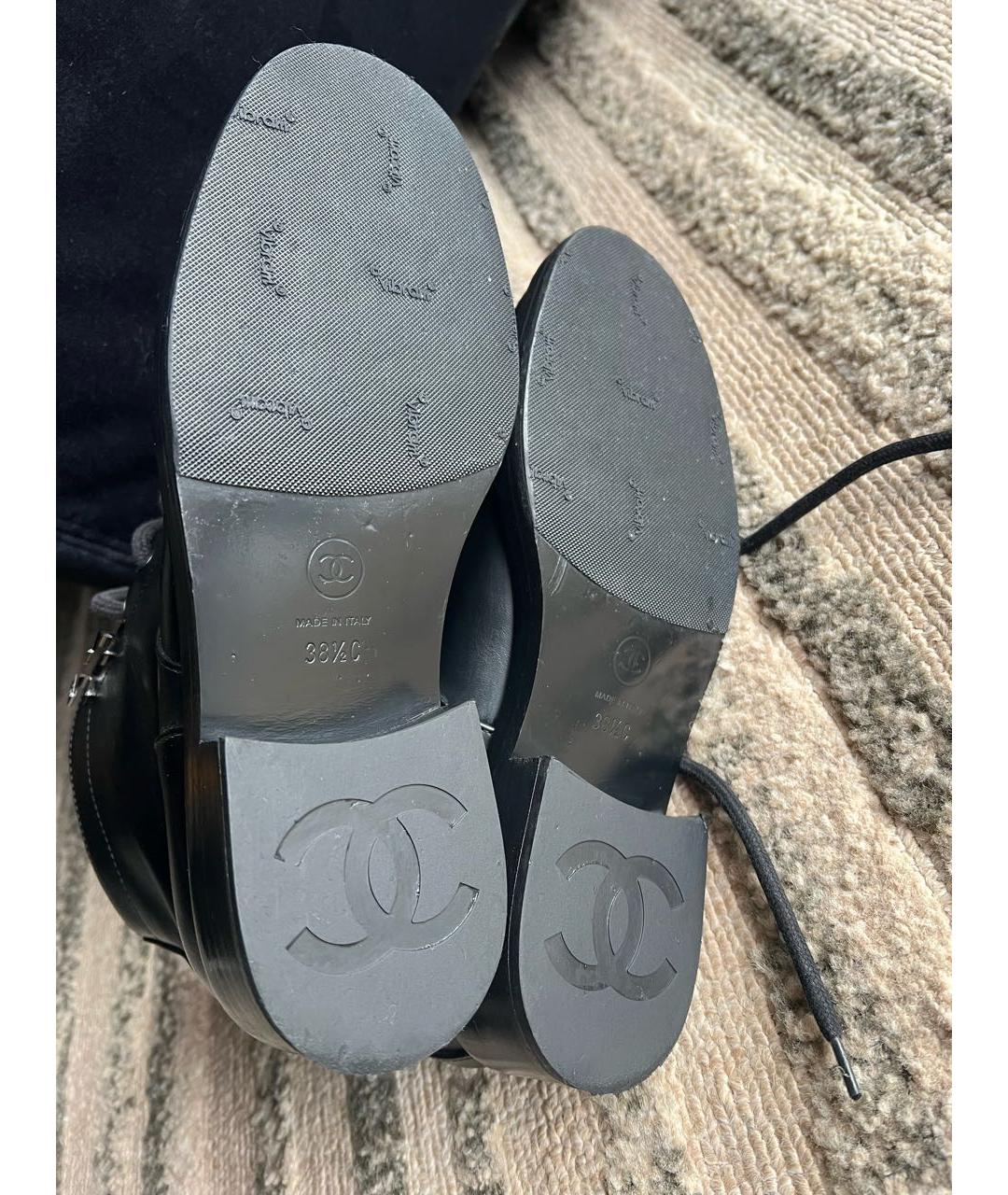 CHANEL Черные кожаные ботинки, фото 4