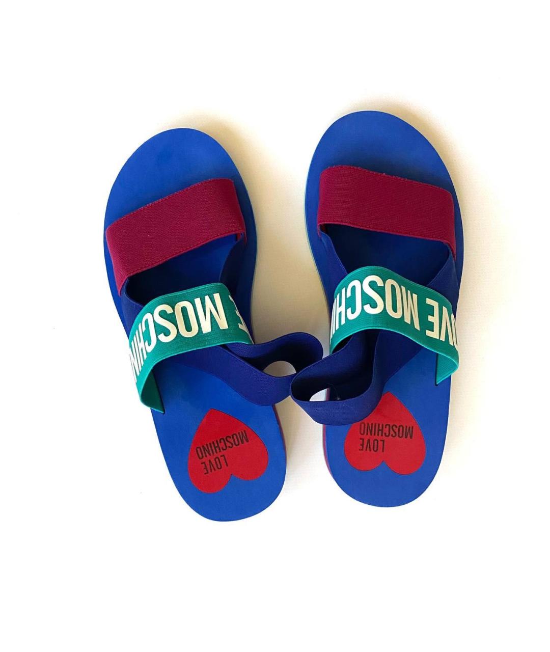 LOVE MOSCHINO Синие текстильные сандалии, фото 4
