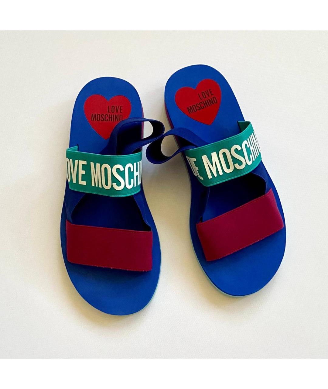 LOVE MOSCHINO Синие текстильные сандалии, фото 3