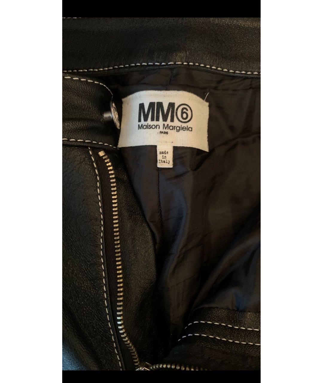 MM6 MAISON MARGIELA Черные кожаные бриджи, фото 5
