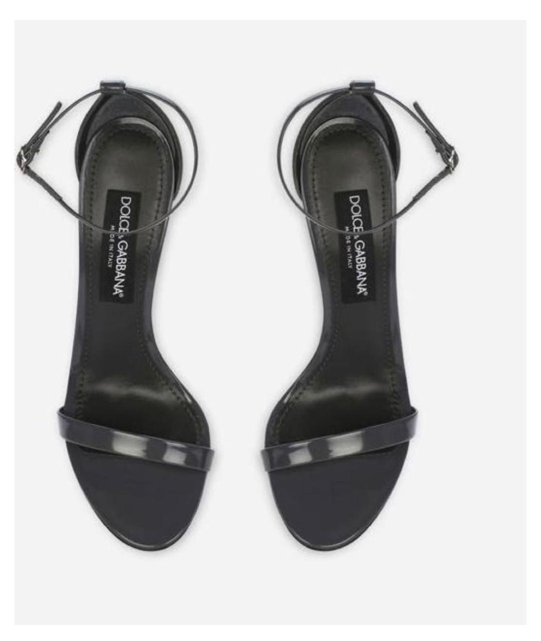 DOLCE&GABBANA Черные босоножки из лакированной кожи, фото 3