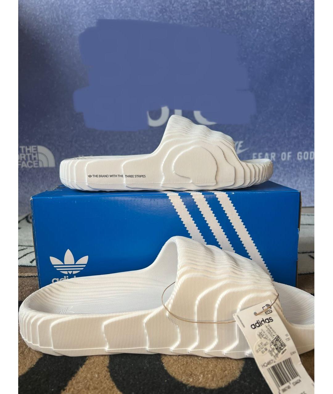 ADIDAS Белые резиновые шлепанцы, фото 3