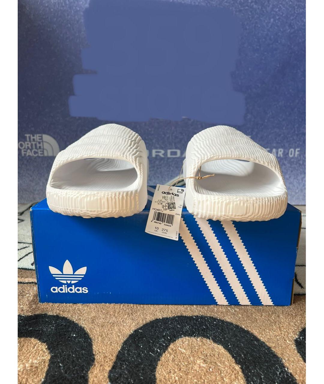 ADIDAS Белые резиновые шлепанцы, фото 7