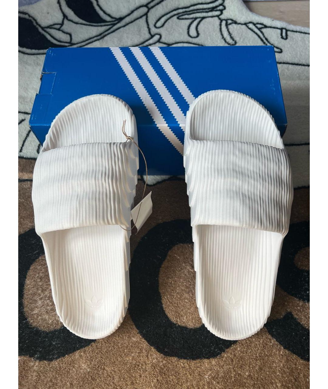 ADIDAS Белые резиновые шлепанцы, фото 5