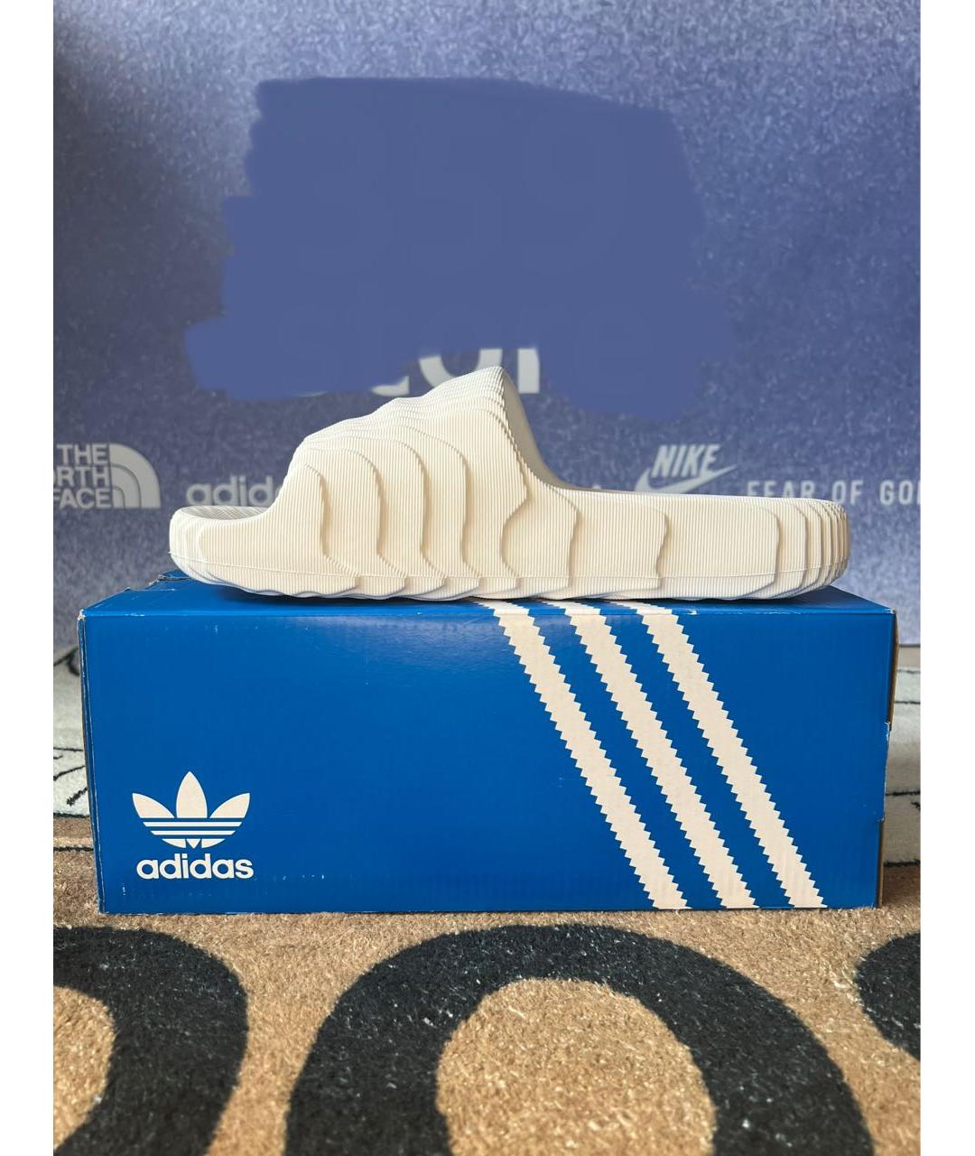 ADIDAS Белые резиновые шлепанцы, фото 4