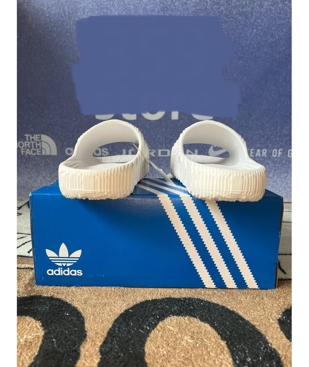 ADIDAS Белые резиновые шлепанцы, фото 6