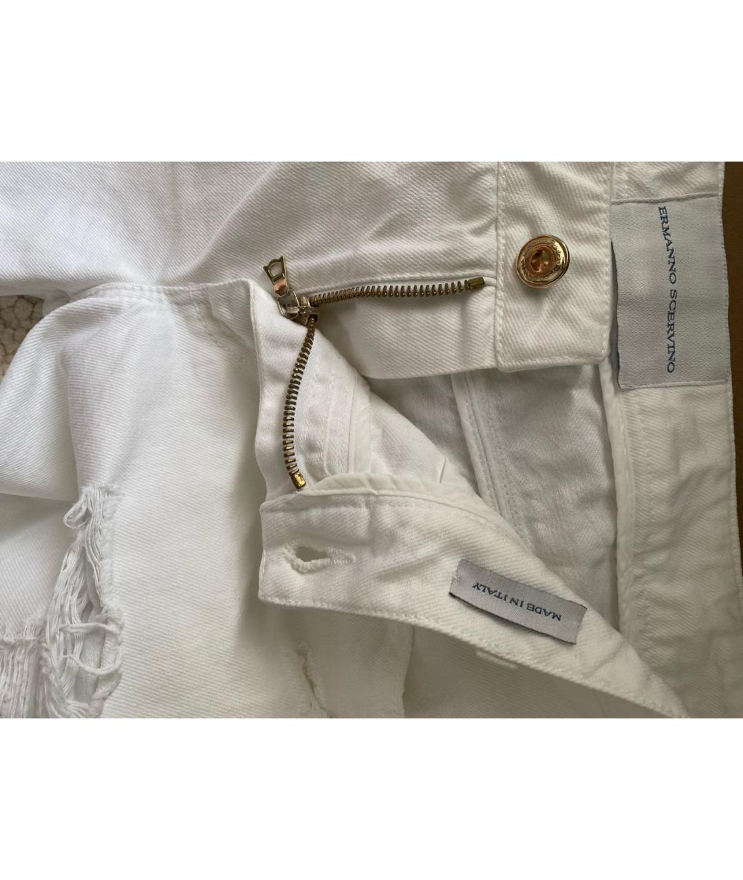 ERMANNO SCERVINO Белые хлопковые прямые джинсы, фото 3