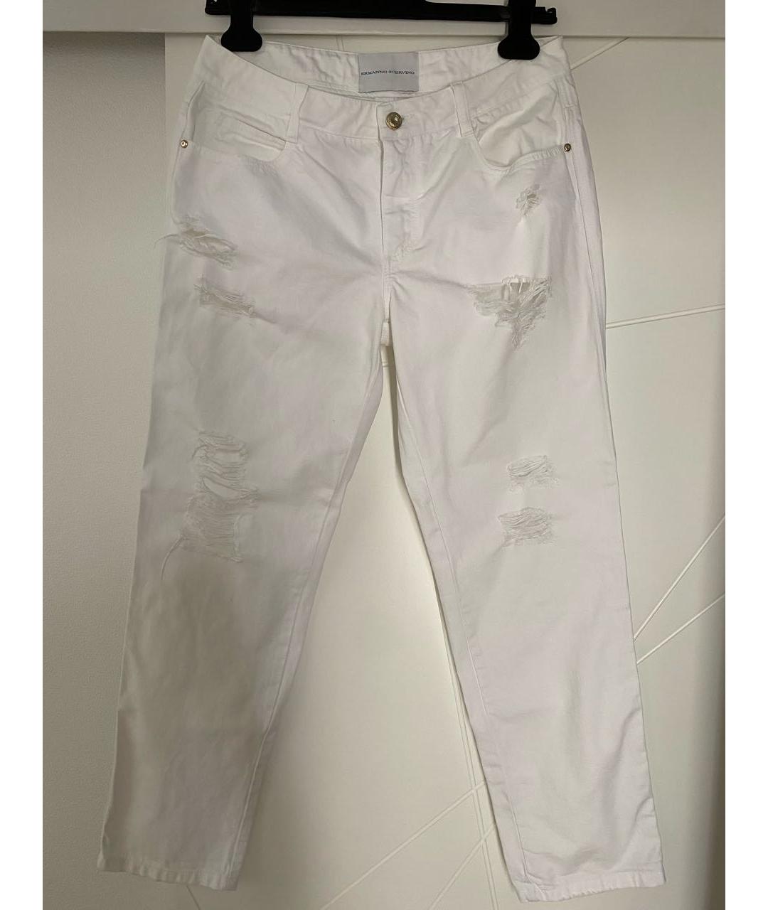 ERMANNO SCERVINO Белые хлопковые прямые джинсы, фото 7