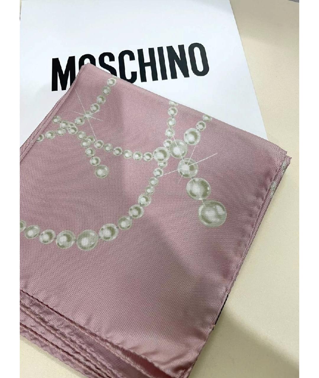 MOSCHINO Розовый шелковый платок, фото 2