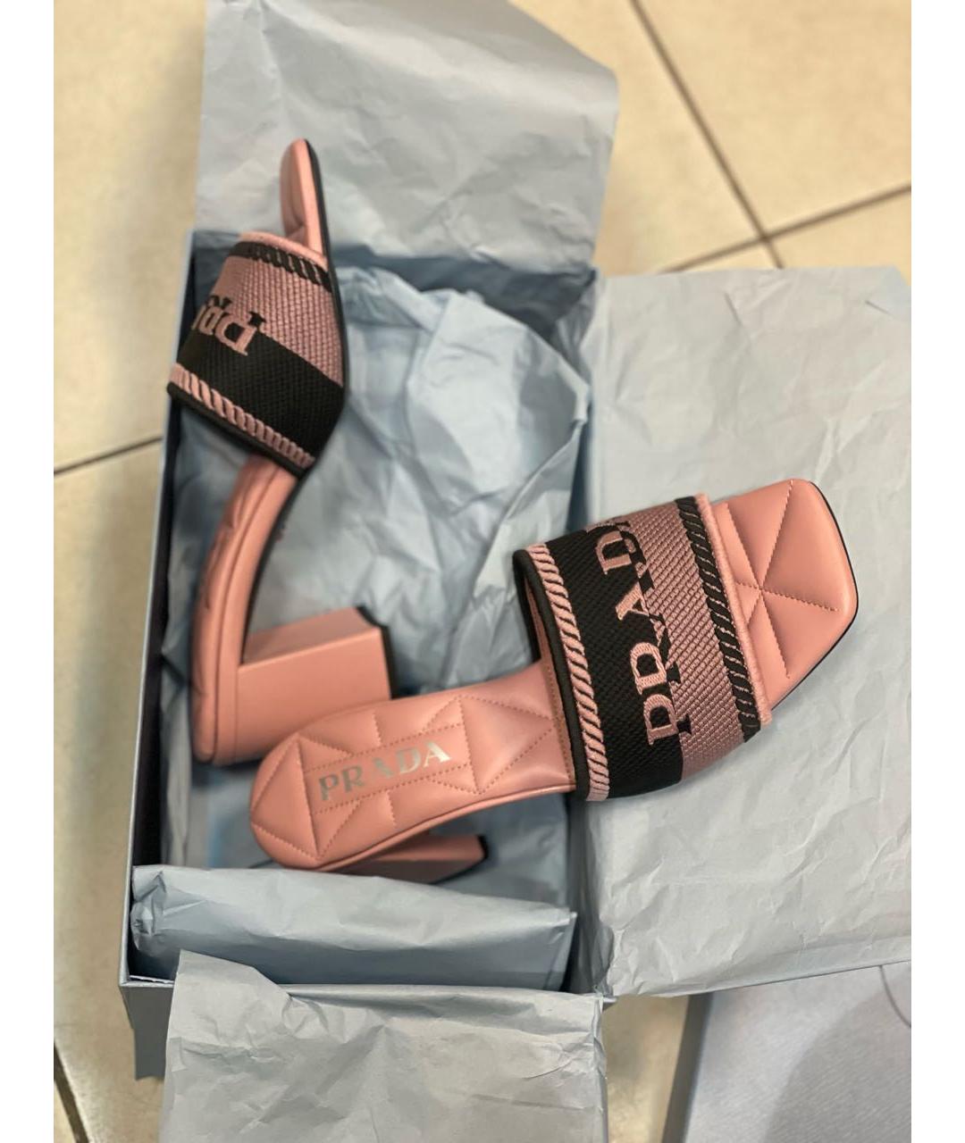 PRADA Розовые кожаные босоножки, фото 6