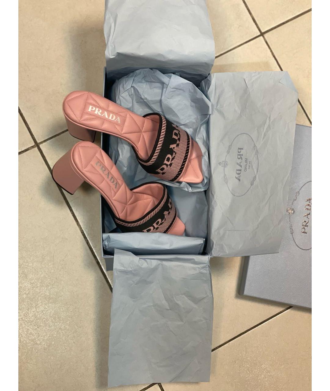 PRADA Розовые кожаные босоножки, фото 5