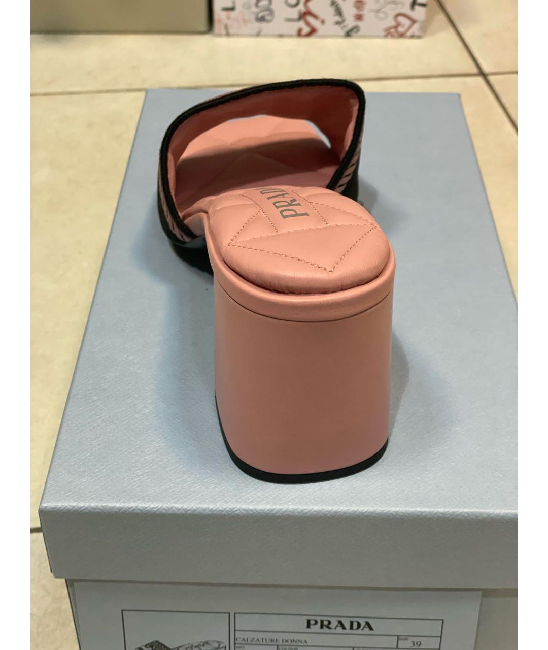 PRADA Розовые кожаные босоножки, фото 4