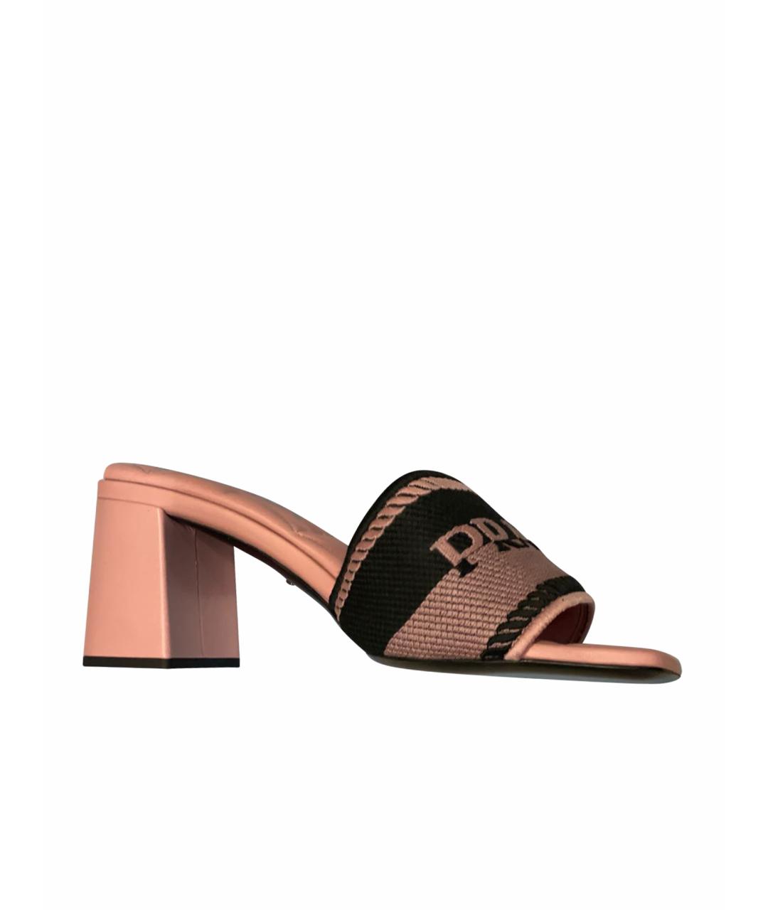 PRADA Розовые кожаные босоножки, фото 1