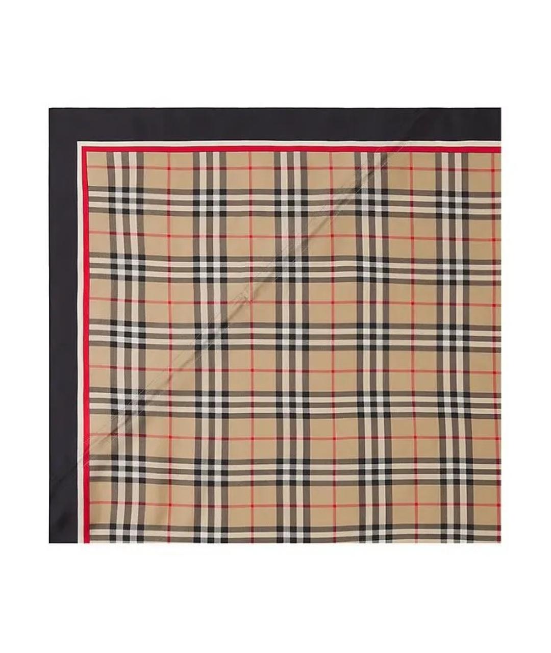 BURBERRY Бежевый шелковый платок, фото 1