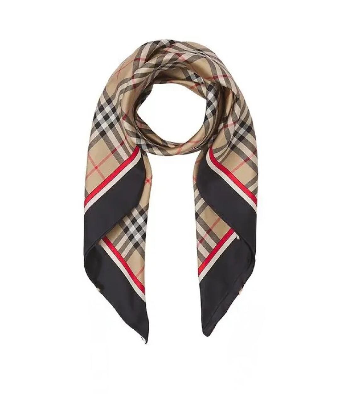 BURBERRY Бежевый шелковый платок, фото 2