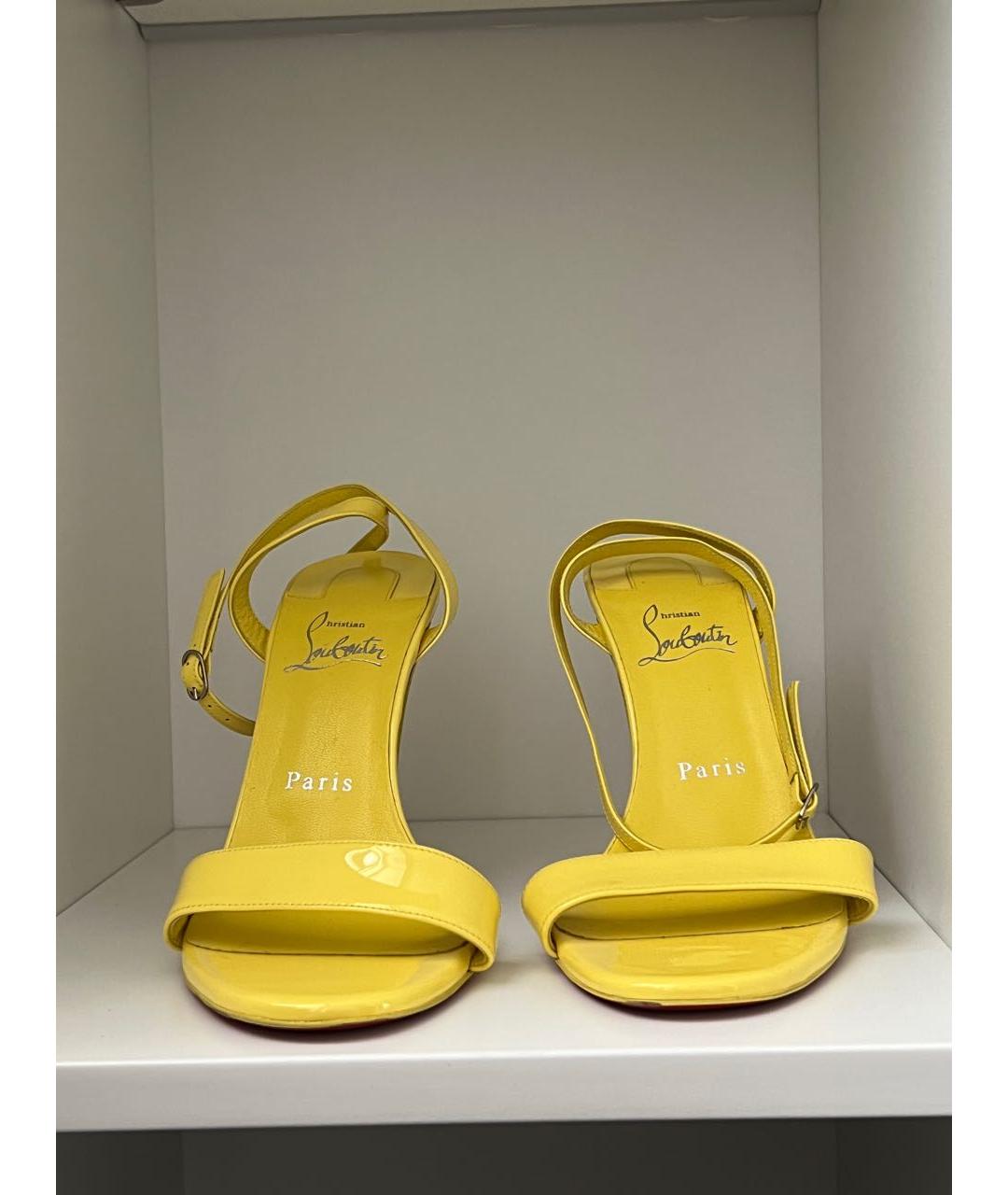 CHRISTIAN LOUBOUTIN Желтые кожаные босоножки, фото 2