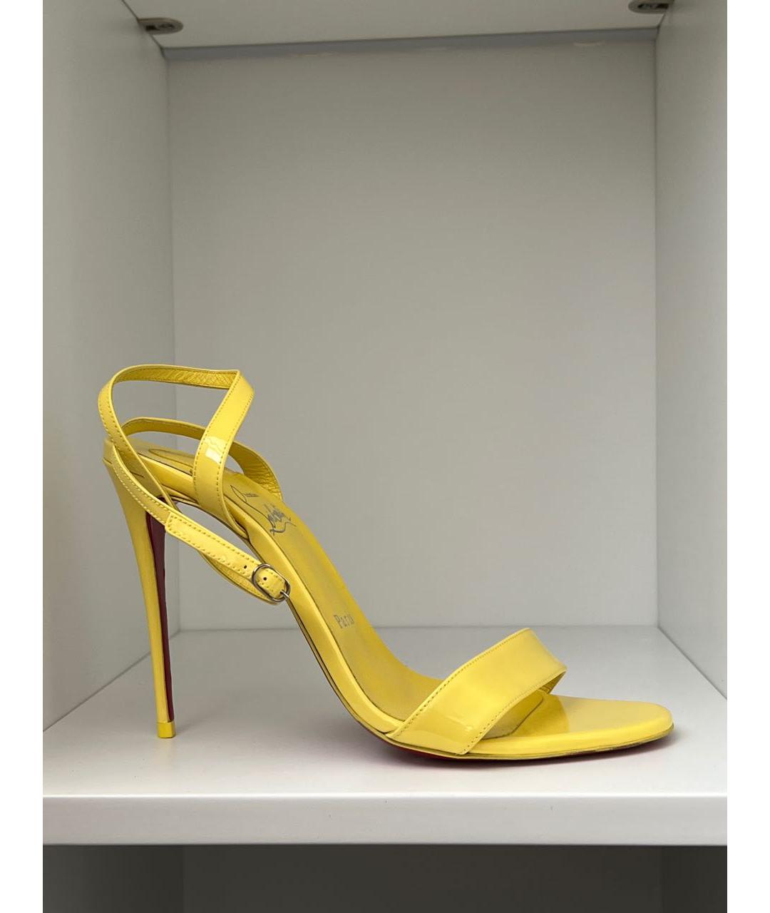 CHRISTIAN LOUBOUTIN Желтые кожаные босоножки, фото 5