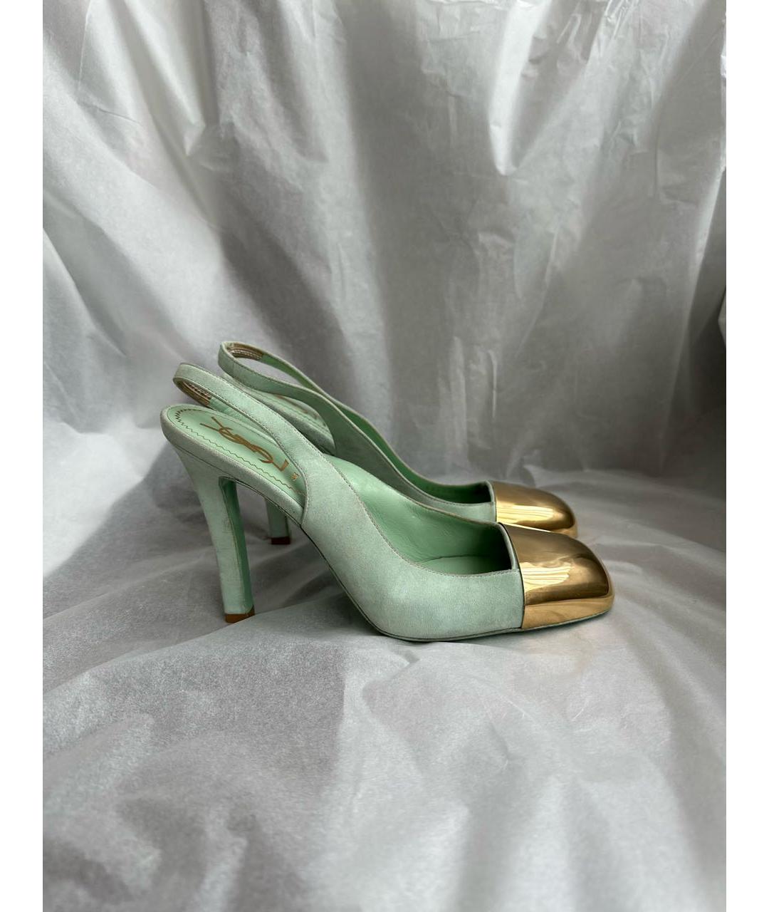 YVES SAINT LAURENT VINTAGE Зеленые замшевые туфли, фото 8