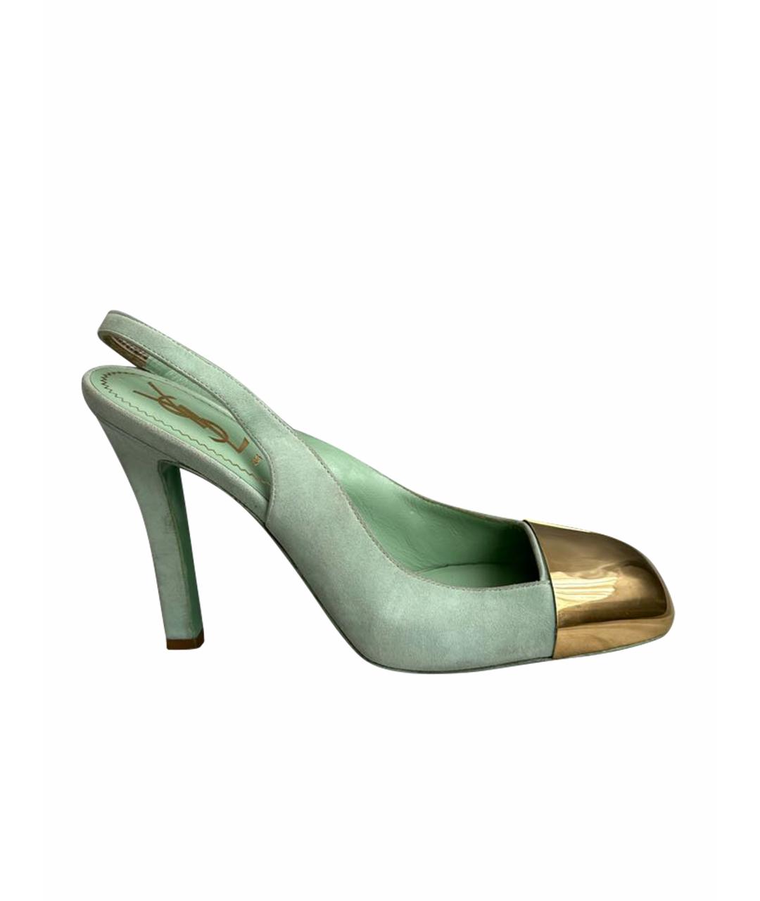 YVES SAINT LAURENT VINTAGE Зеленые замшевые туфли, фото 1