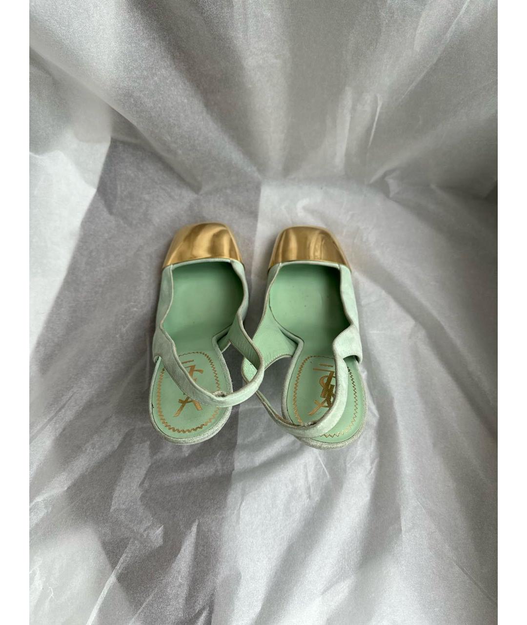 YVES SAINT LAURENT VINTAGE Зеленые замшевые туфли, фото 3