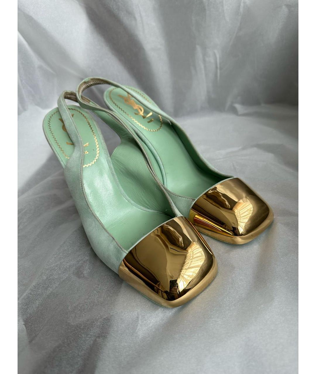 YVES SAINT LAURENT VINTAGE Зеленые замшевые туфли, фото 5