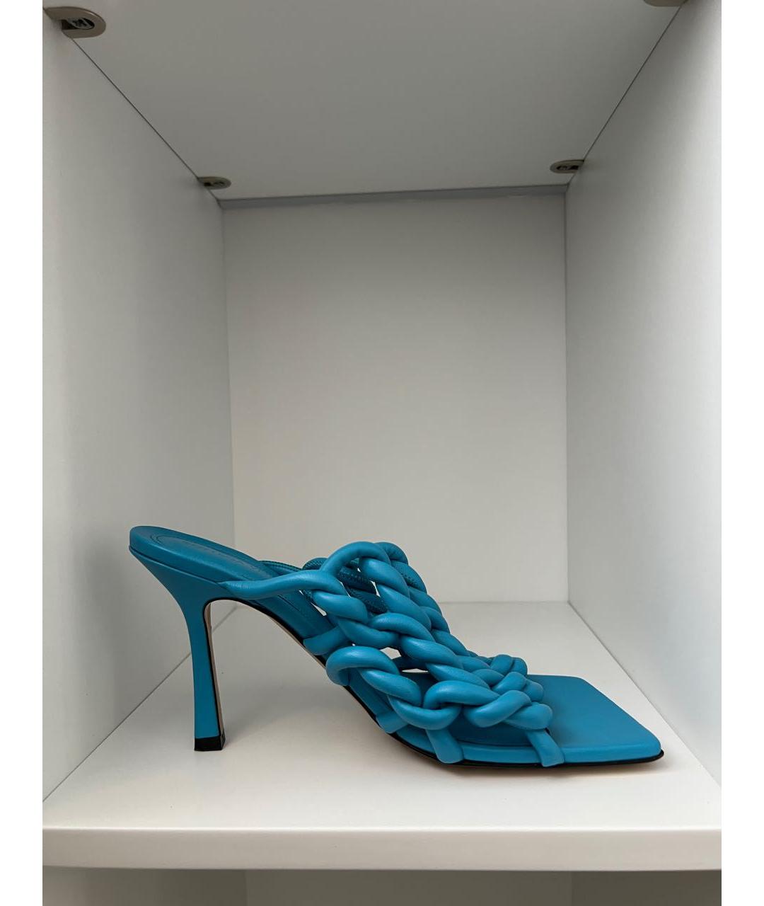 BOTTEGA VENETA Голубые кожаные босоножки, фото 2