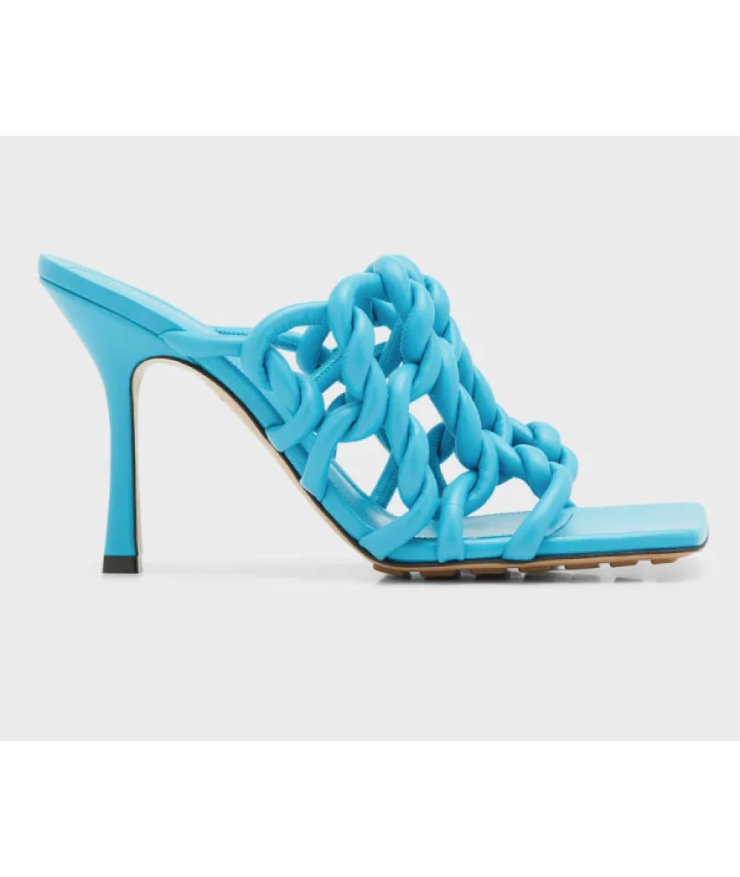 BOTTEGA VENETA Голубые кожаные босоножки, фото 9