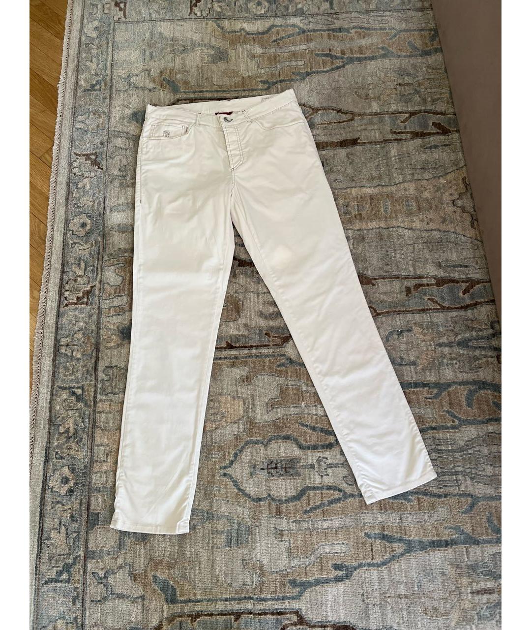 BRUNELLO CUCINELLI Белые хлопковые джинсы скинни, фото 4