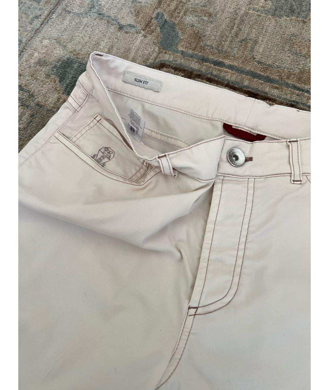 BRUNELLO CUCINELLI Белые хлопковые джинсы скинни, фото 3