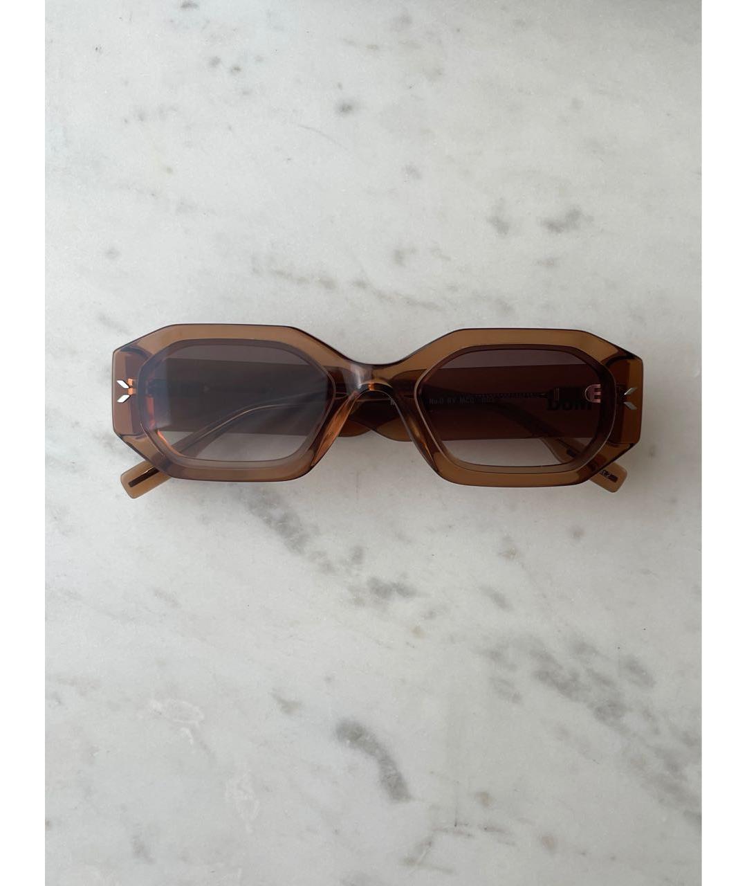 MCQ ALEXANDER MCQUEEN Коричневые пластиковые солнцезащитные очки, фото 6