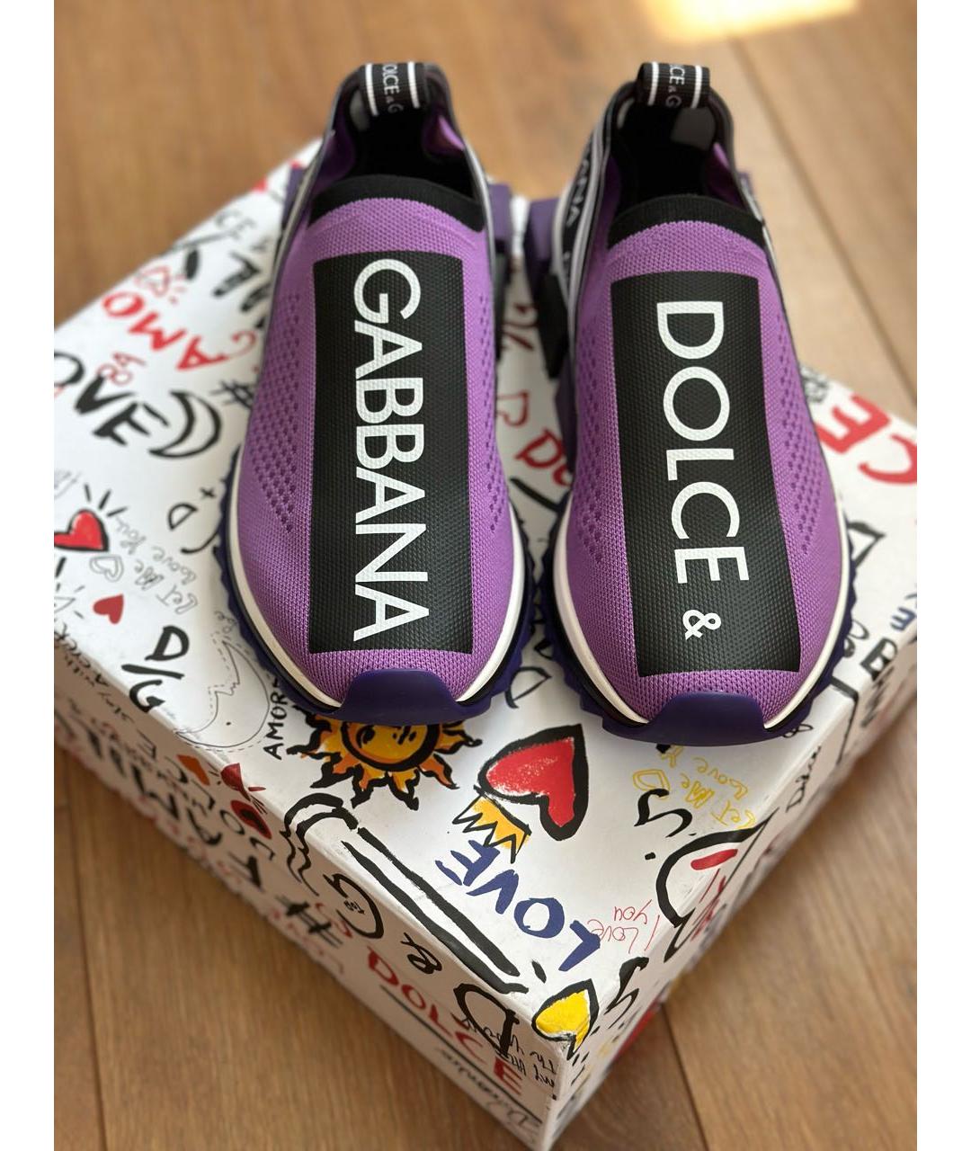 DOLCE&GABBANA Фиолетовые неопреновые кроссовки, фото 4