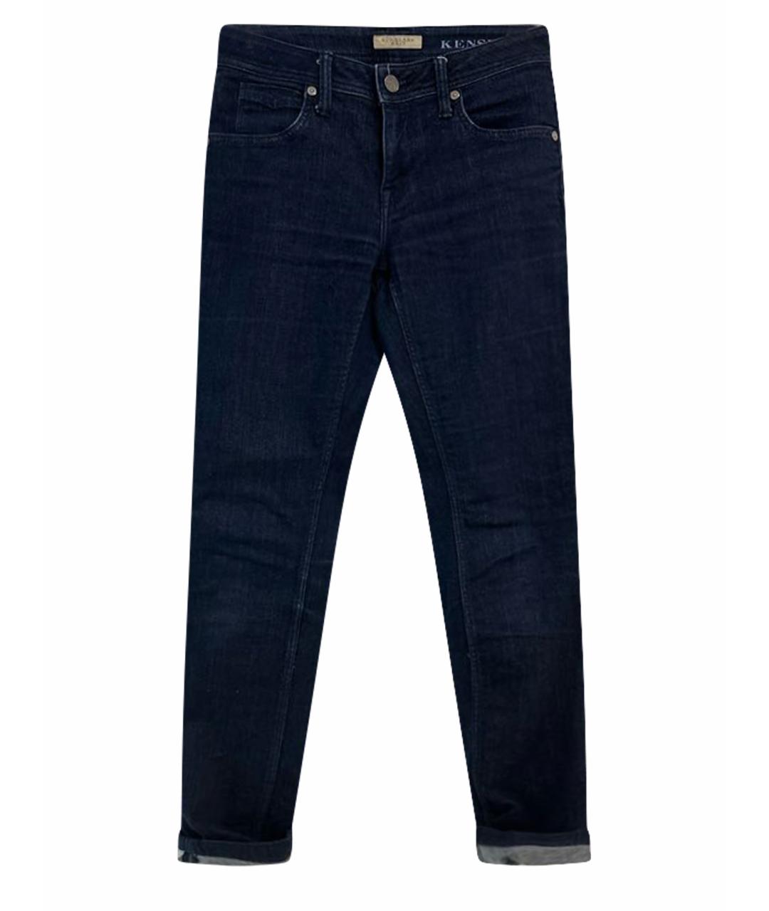 BURBERRY Темно-синие хлопко-эластановые прямые джинсы, фото 1