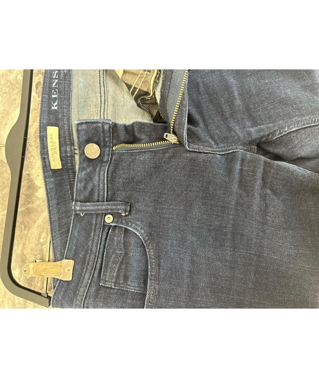 BURBERRY Темно-синие хлопко-эластановые прямые джинсы, фото 4