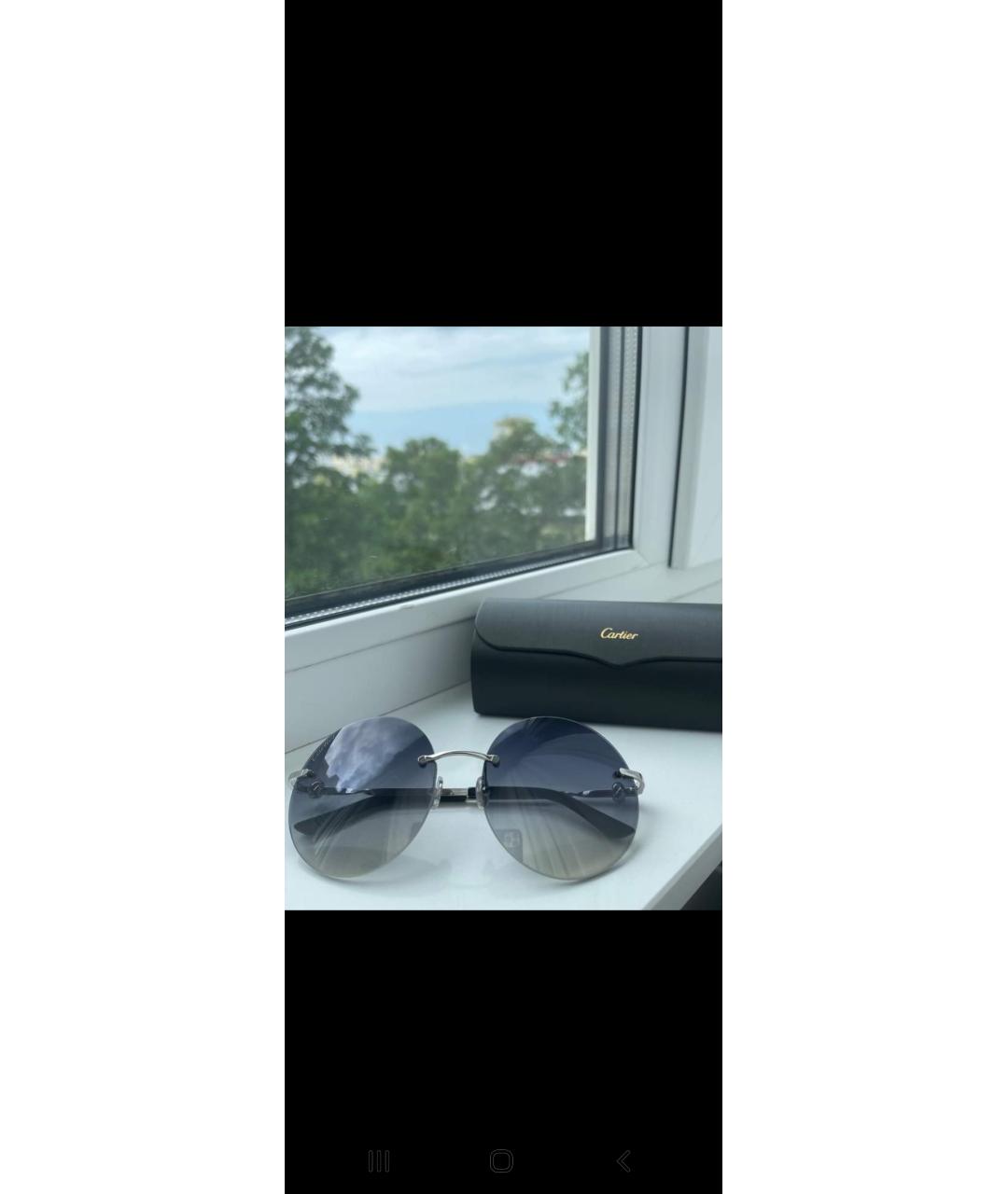 CARTIER Синие металлические солнцезащитные очки, фото 3