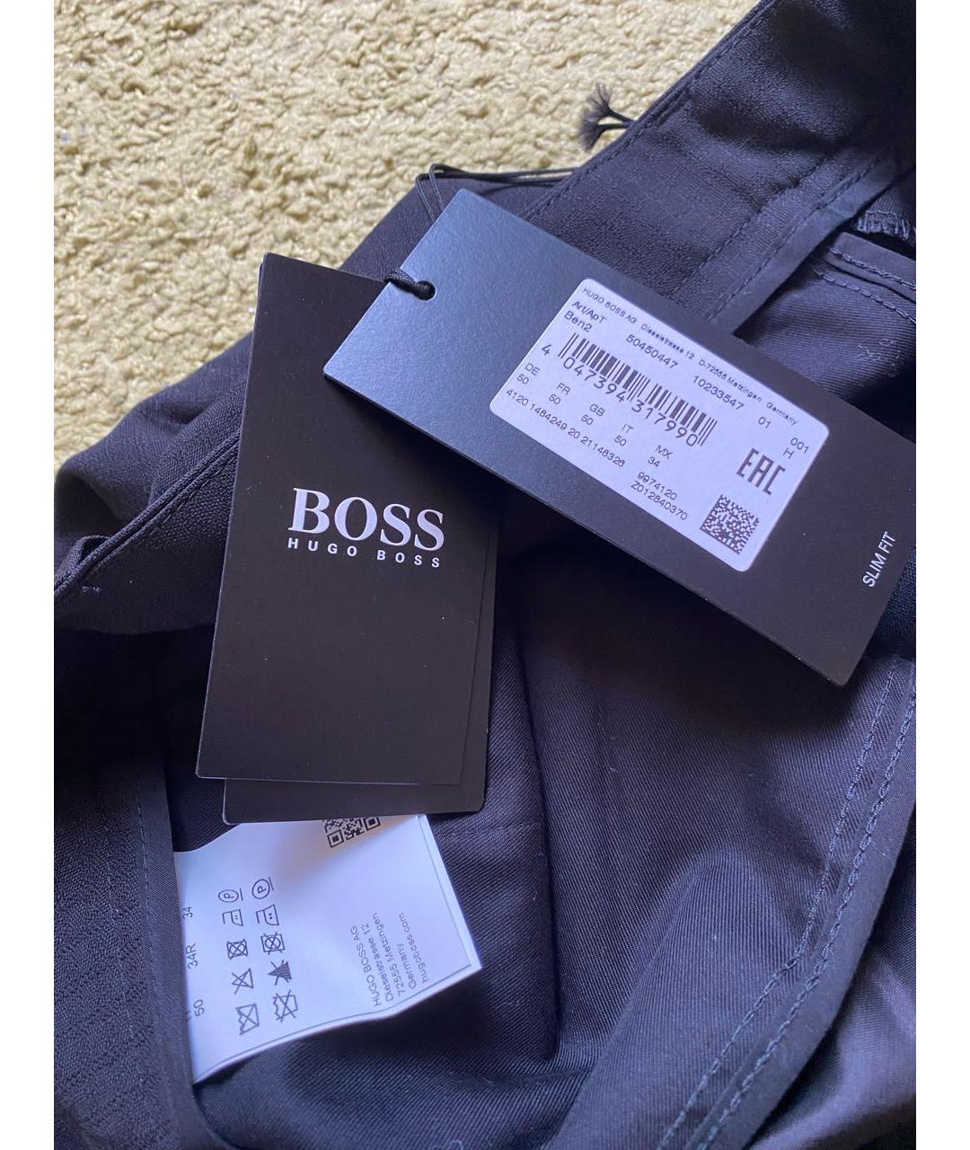 HUGO BOSS Черные шерстяные классические брюки, фото 3