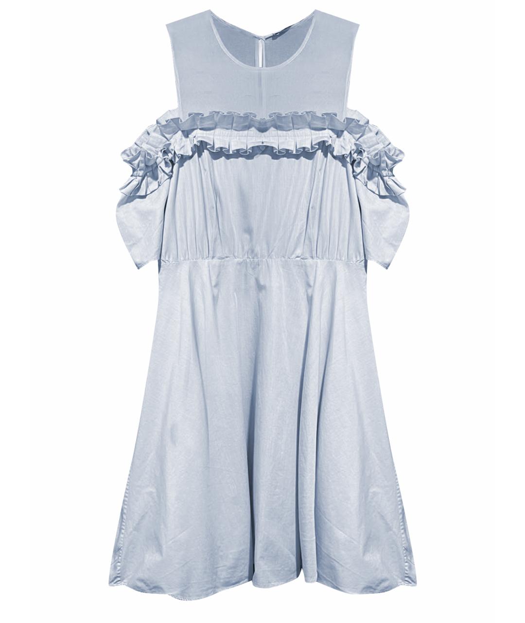 SANDRO Голубое хлопковое коктейльное платье, фото 1
