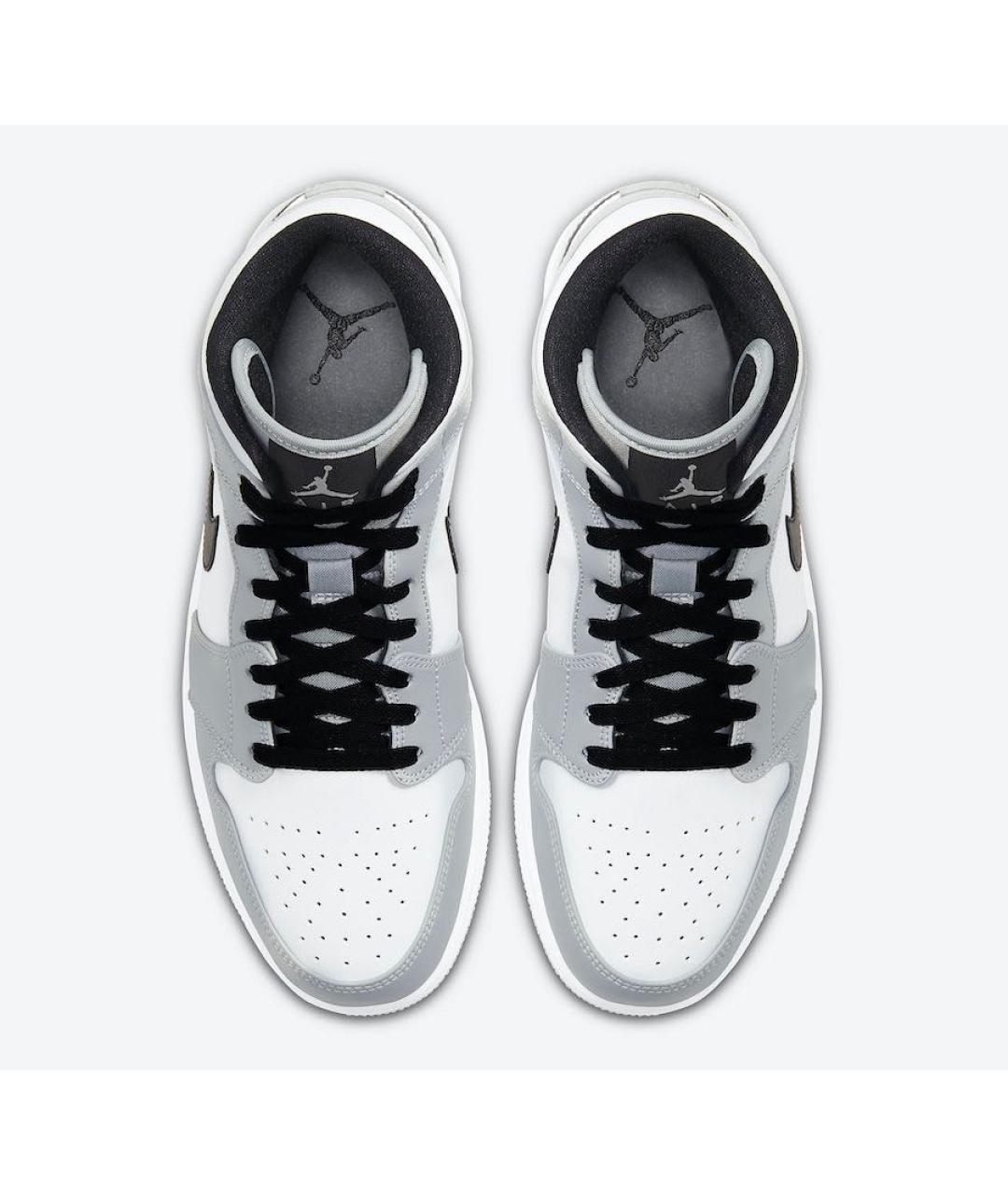 JORDAN Серые кожаные высокие кроссовки / кеды, фото 3