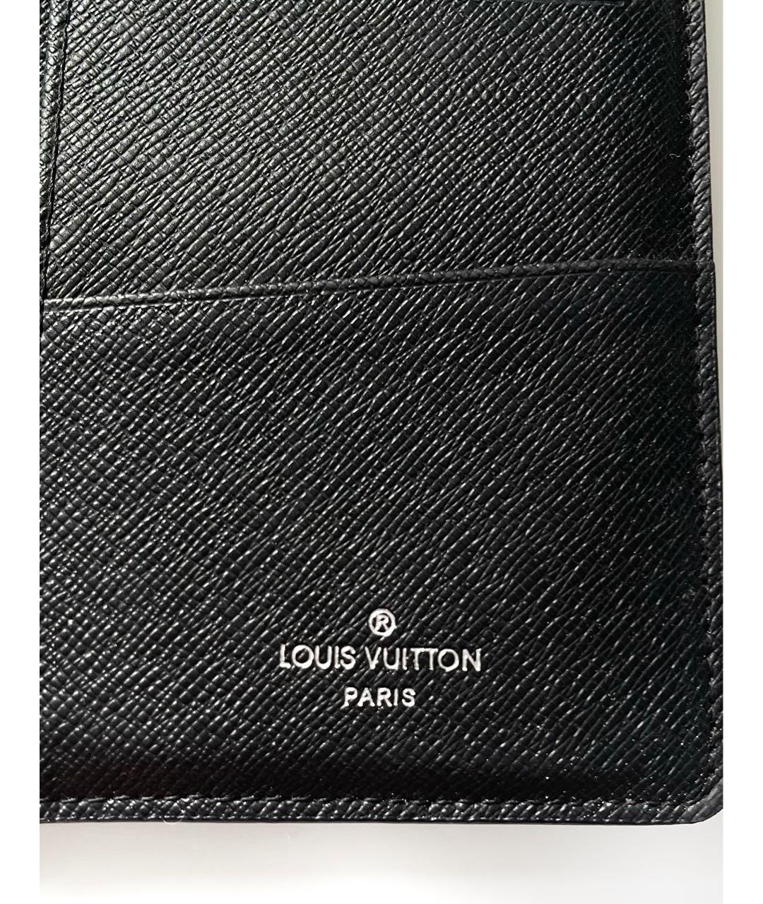 LOUIS VUITTON Черный кожаный кошелек, фото 4