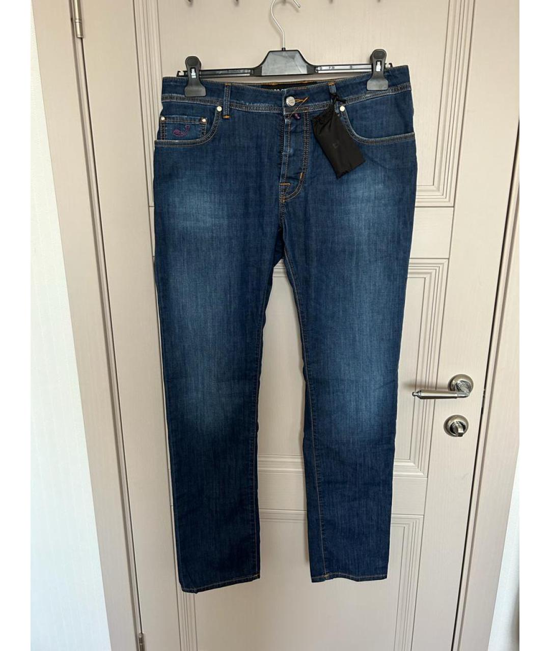 JACOB COHEN Темно-синие хлопко-полиэстеровые джинсы, фото 7
